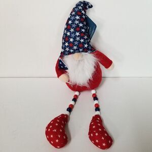July 4th‎ Fabric Gnome Shelf Sitter Doll Decor Patriotic Hat Stars 18" Tall